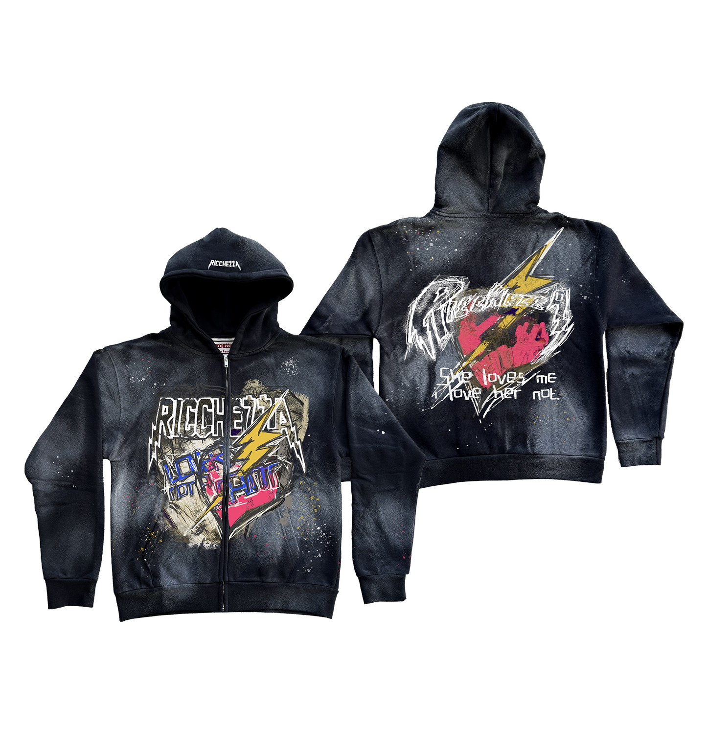 "Luv Her Not" Clouded ZipUp Hoodie