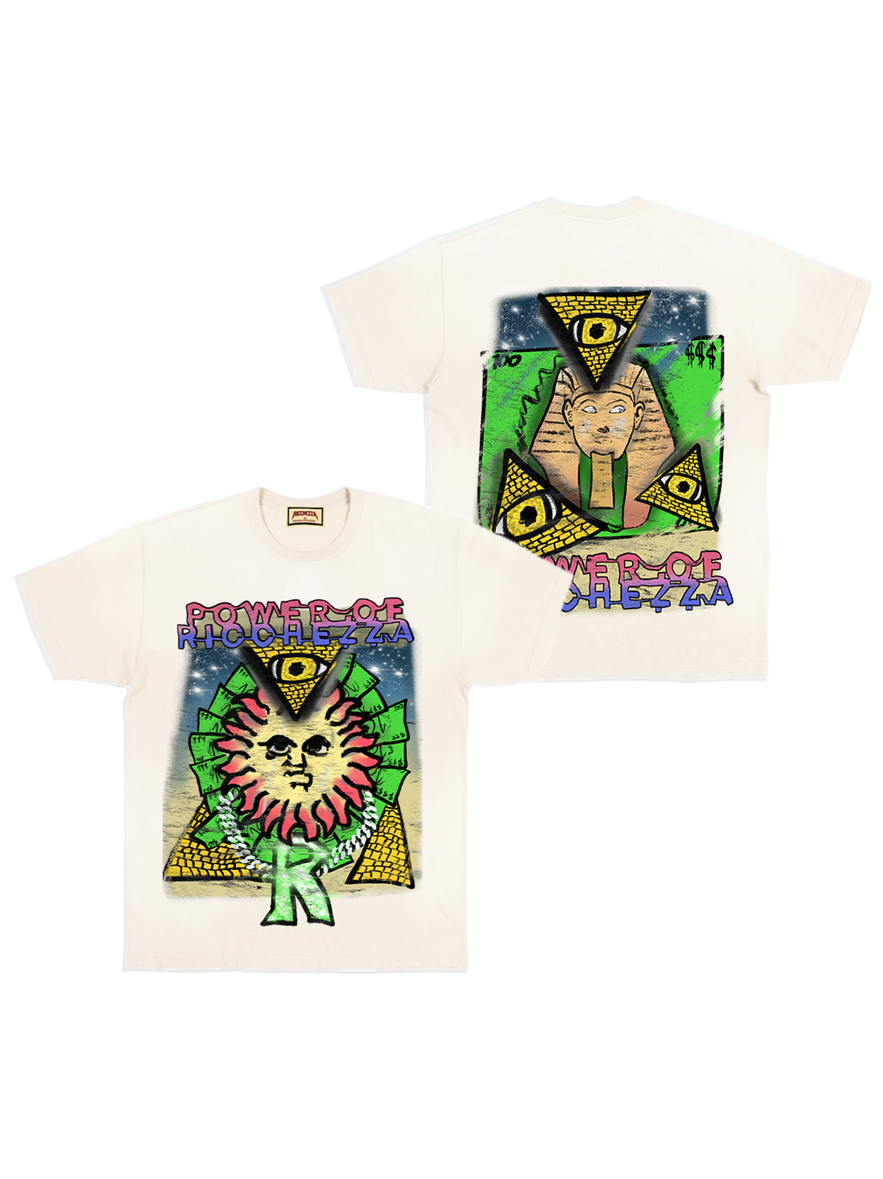 "Power of Ricchezza" Short Sleeve Tee (Cream)