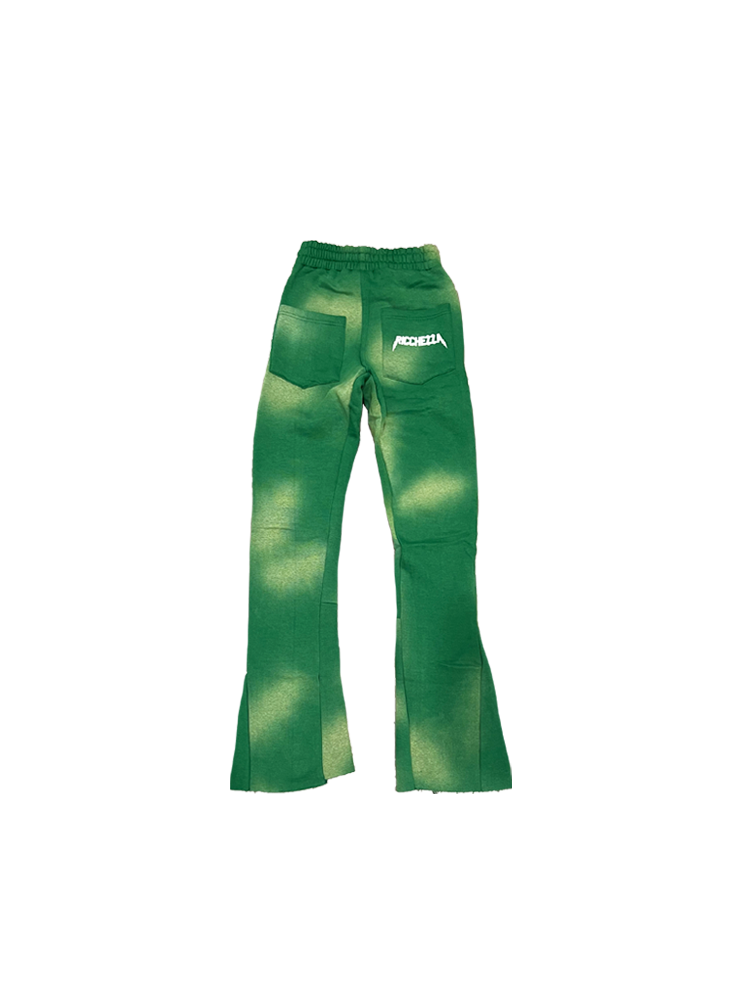Chezza Clouded Flared Sweat Pants (Green)