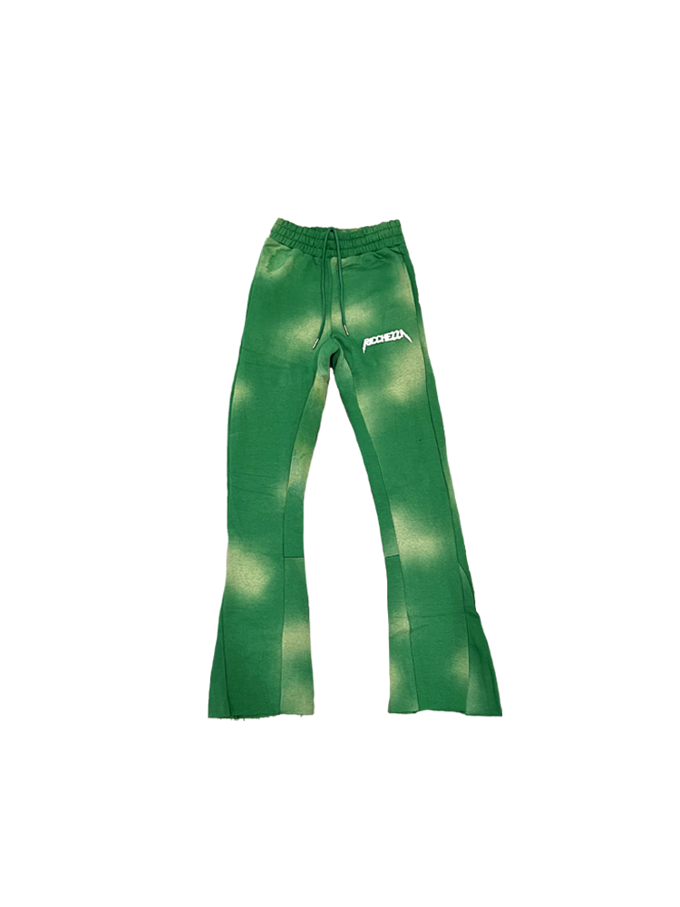 Chezza Clouded Flared Sweat Pants (Green)