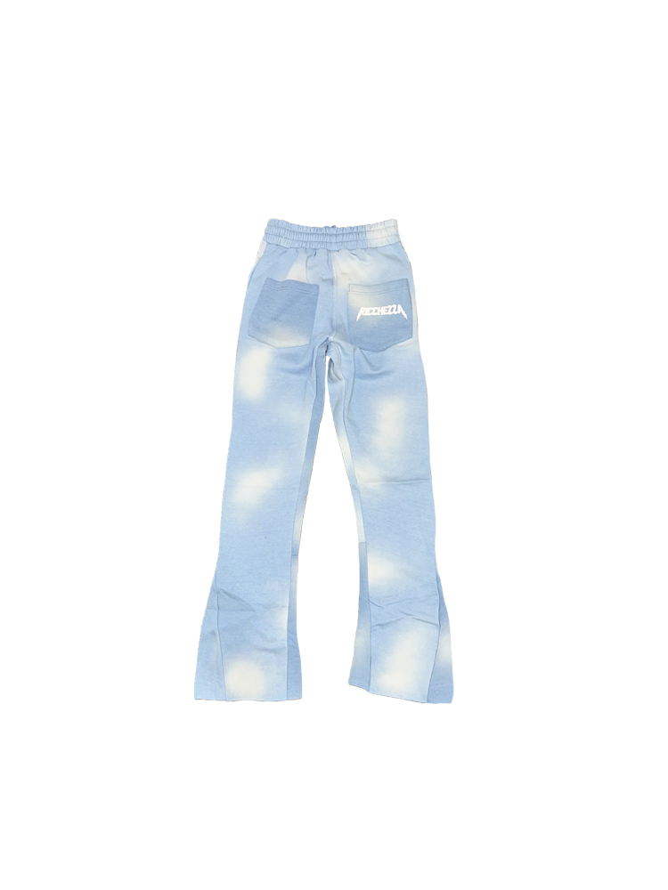 Chezza Clouded Flared Sweat Pants (Sky Blue)