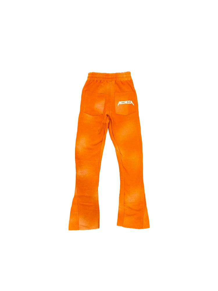 Chezza Clouded Flared Sweat Pants (Orange)