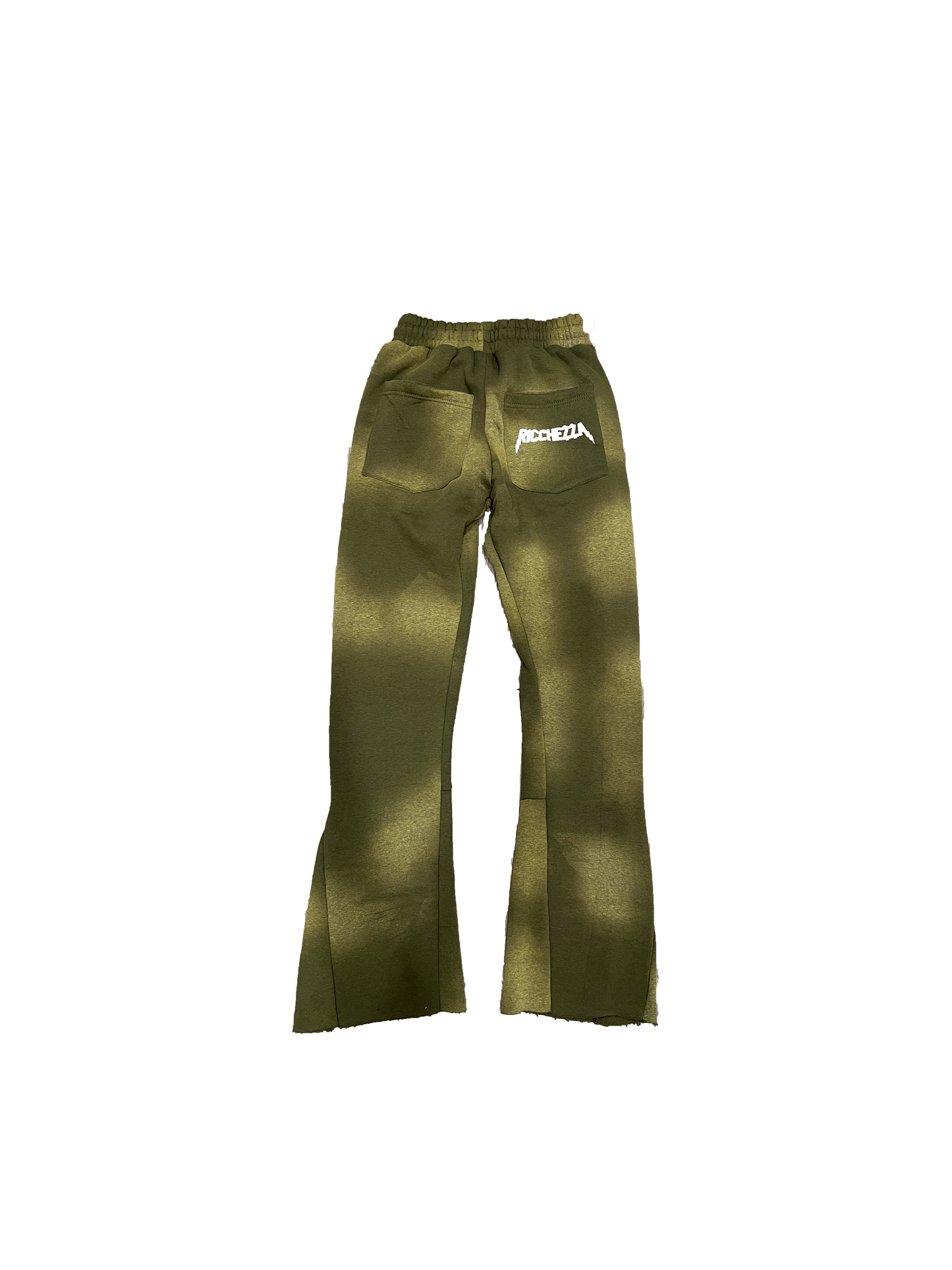Chezza Clouded Flared Sweat Pants (Olive)
