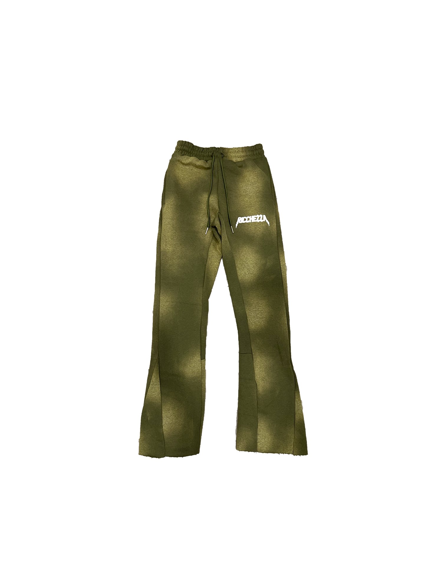 Chezza Clouded Flared Sweat Pants (Olive)