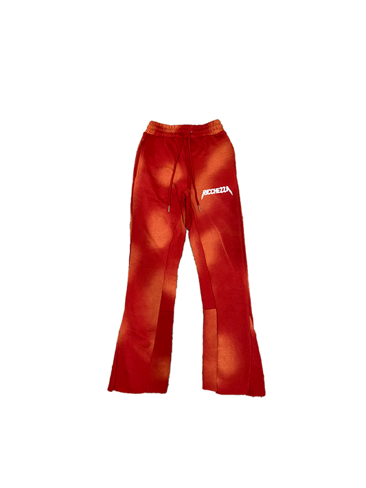 Chezza Clouded Flared Sweat Pants (Red)