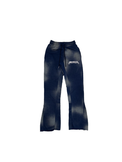 Chezza Clouded Rhinestone Flared Sweat Pants (Navy)