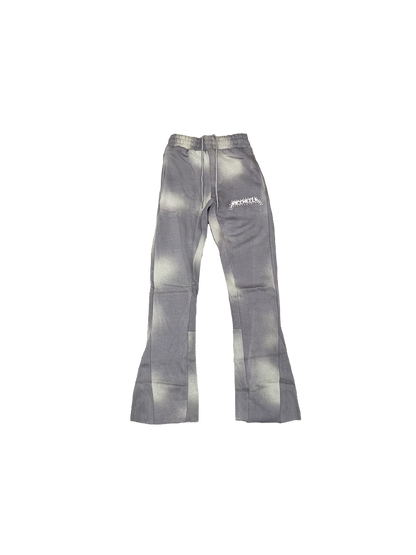 Chezza Clouded Rhinestone Flared Sweat Pants (Grey)