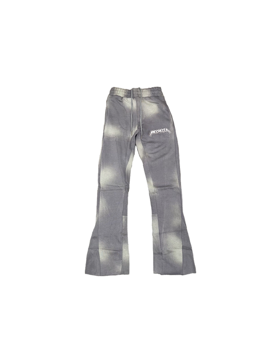 Chezza Clouded Rhinestone Flared Sweat Pants (Grey)
