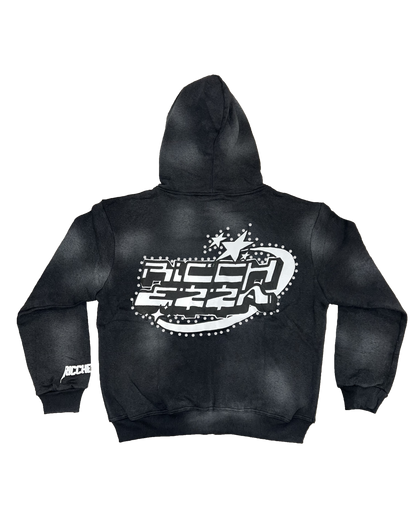 Chezza Clouded Rhinestone Full Zip Hoodie (Black)