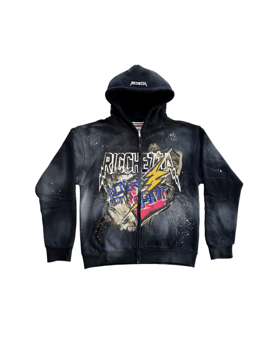 "Luv Her Not" Clouded ZipUp Hoodie