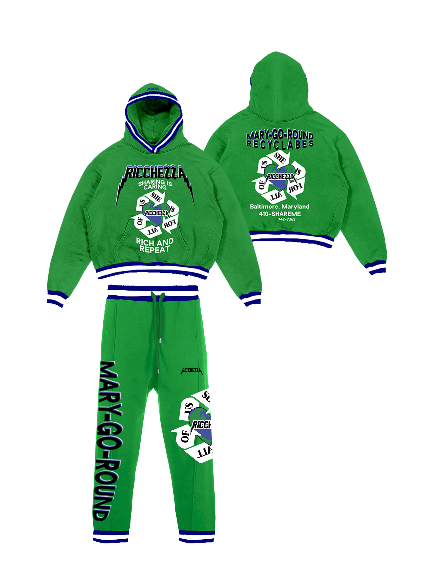 "Ricch & Repeat" Vintage Sweatsuit Set