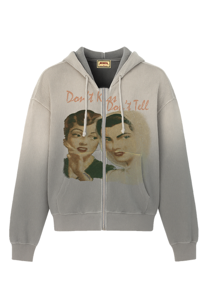 “Don't Kiss and Tell” Thermal Zip Up Hoodie