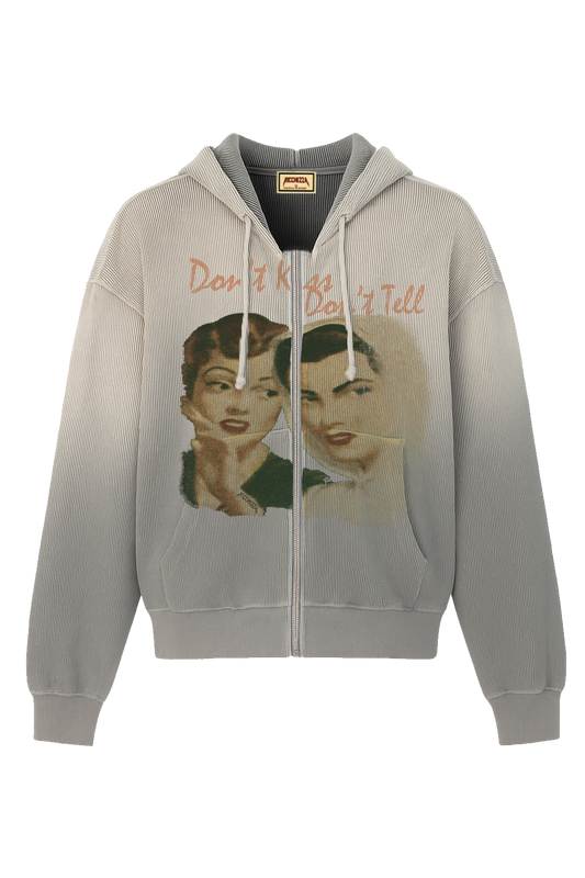 “Don't Kiss and Tell” Thermal Zip Up Hoodie