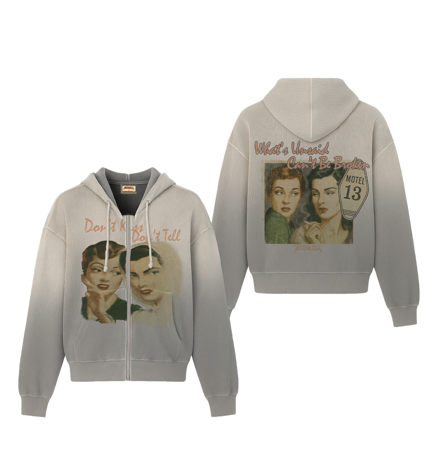 “Don't Kiss and Tell” Thermal Zip Up Hoodie