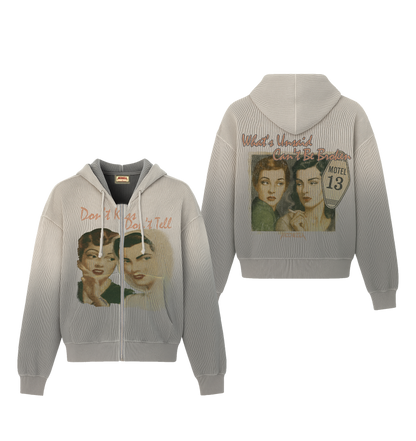 “Don't Kiss and Tell” Thermal Zip Up Hoodie