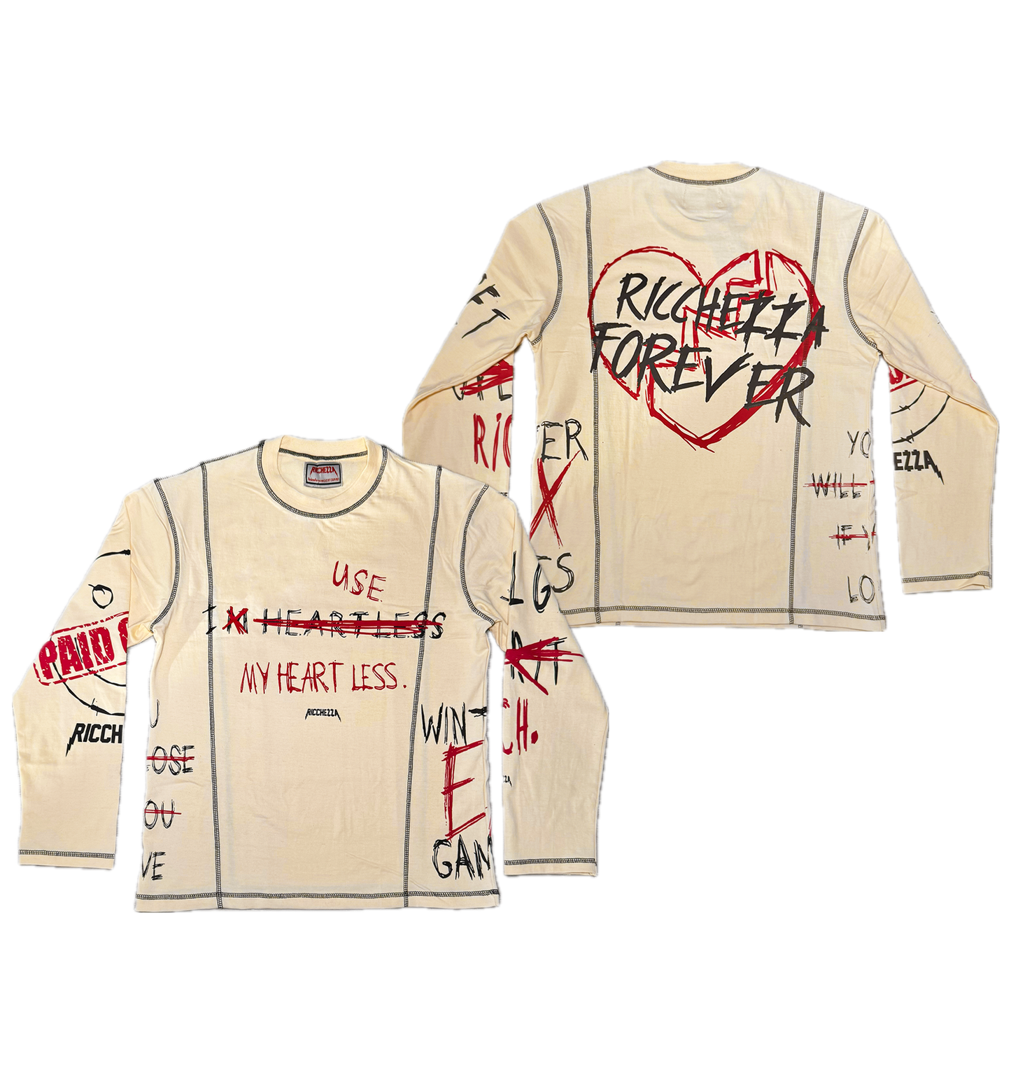 "I Use My Heart Less" Reconstructed LongSleeve Shirt