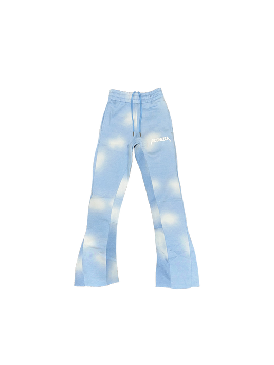 Chezza Clouded Flared Sweat Pants (Sky Blue)