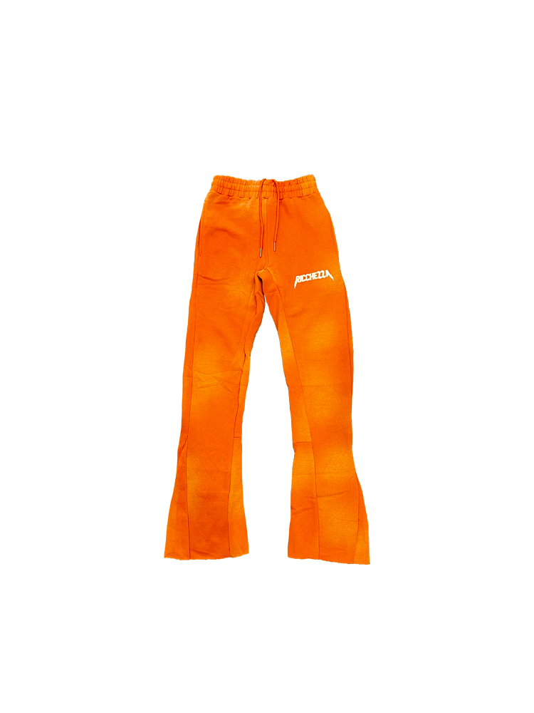Chezza Clouded Flared Sweat Pants (Orange)