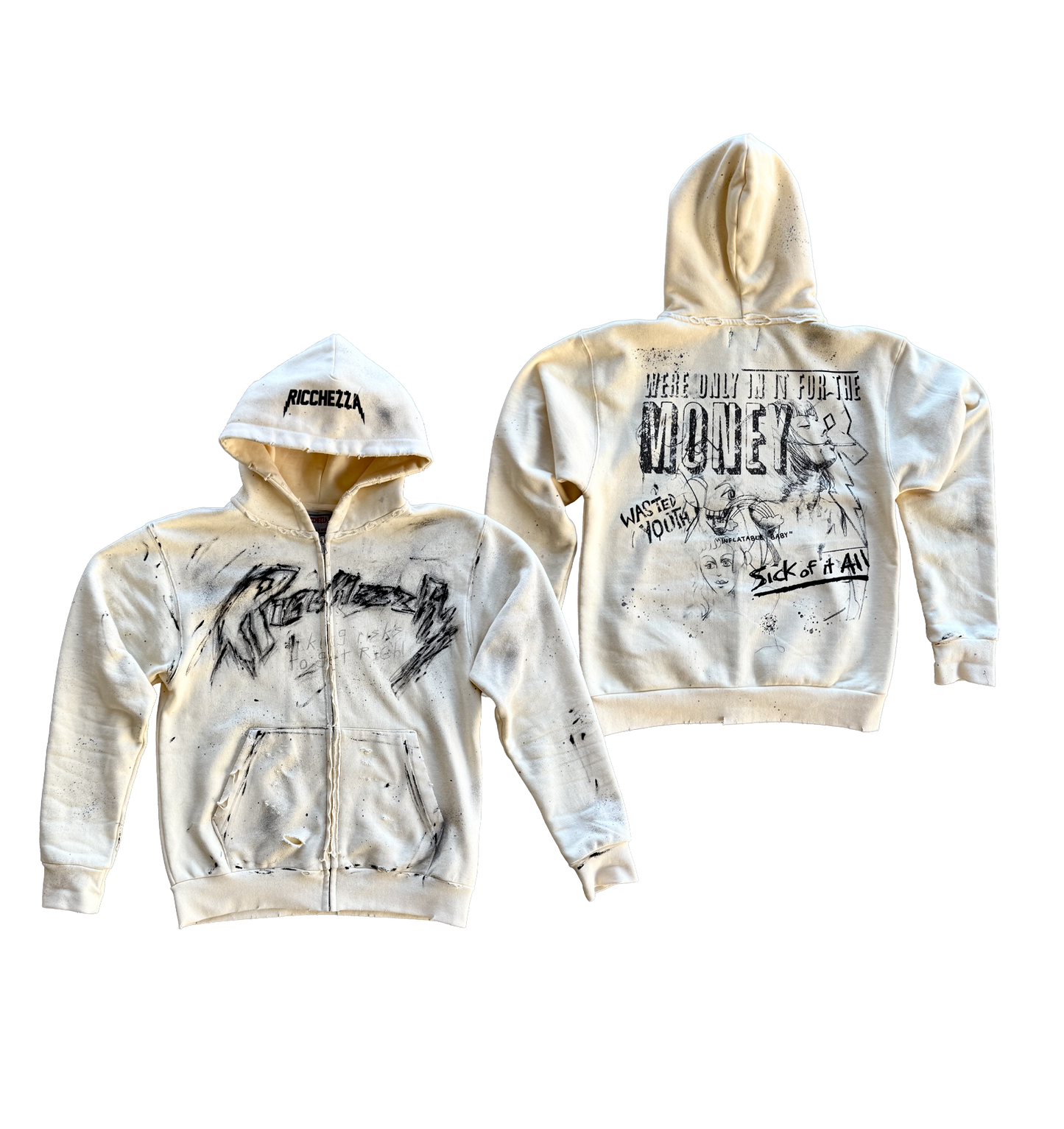 "Take Risks" ZipUp Hoodie (Cream)